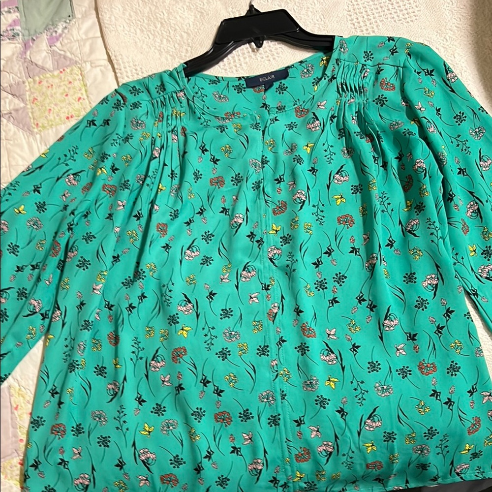Eclair Teal Floral Blouse